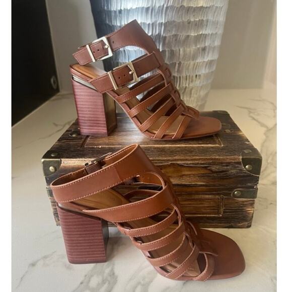Vince Camuto Hicheny Heeled Sandals in Cognac - Picture 7 of 10
